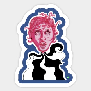 Pink Alien Painting Sticker